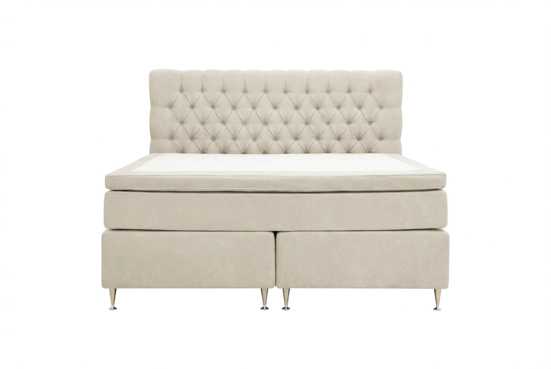 HVILA Lyx komplett sengesett 180x200 cm kontinentalseng med knappepolstret sengegavl i chenille - Beige