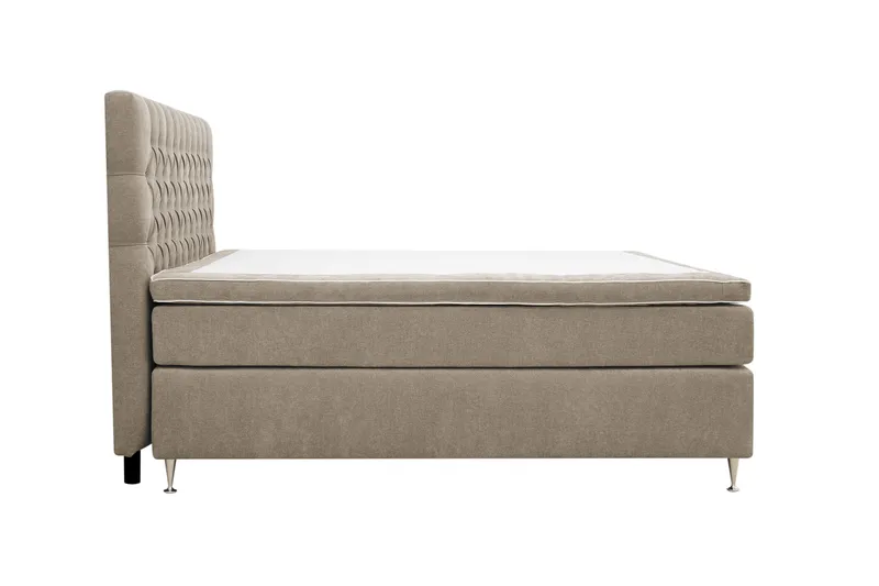 HVILA Lyx komplett sengesett 180x200 cm kontinentalseng med knappepolstret sengegavl i chenille - Brun - Møbler - Senger - Kontinentalsenger