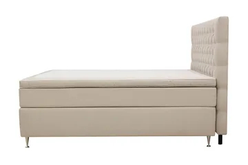 HVILA Lyx komplett sengesett 180x200 cm kontinentalseng med knappepolstret sengegavl i fløyel - Beige - Møbler - Senger - Komplett sengepakke
