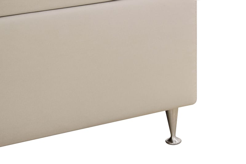 HVILA Lyx komplett sengesett 180x200 cm kontinentalseng med knappepolstret sengegavl i fløyel - Beige - Møbler - Senger - Kontinentalsenger