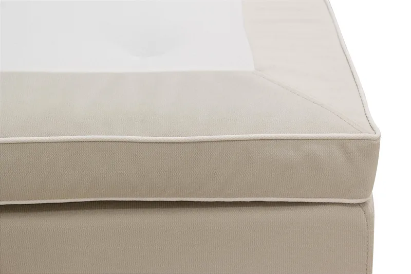 HVILA Lyx komplett sengesett 180x200 cm kontinentalseng med knappepolstret sengegavl i fløyel - Beige - Møbler - Senger - Kontinentalsenger