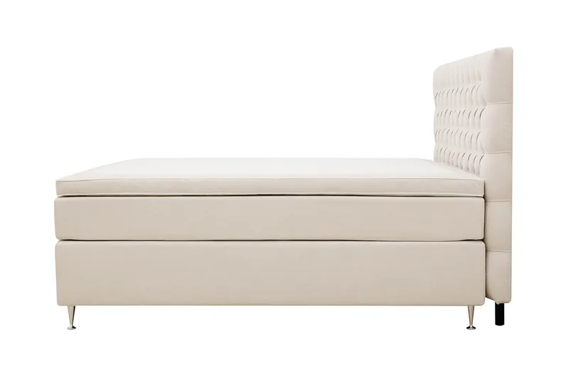 HVILA Lyx komplett sengesett 180x200 cm kontinentalseng med knappepolstret sengegavl - Lys beige - Møbler - Senger - Kontinentalsenger