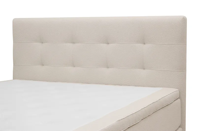 HVILA Premium Komplett Sengpakke 160x200 cm Kontinentalseng med Sengegavl - Lysebeige bouclé - Møbler - Senger - Kontinentalsenger