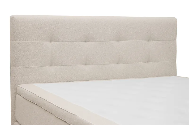 HVILA Premium Komplett Sengpakke 160x200 cm Kontinentalseng med Sengegavl - Lysebeige bouclé - Møbler - Senger - Kontinentalsenger