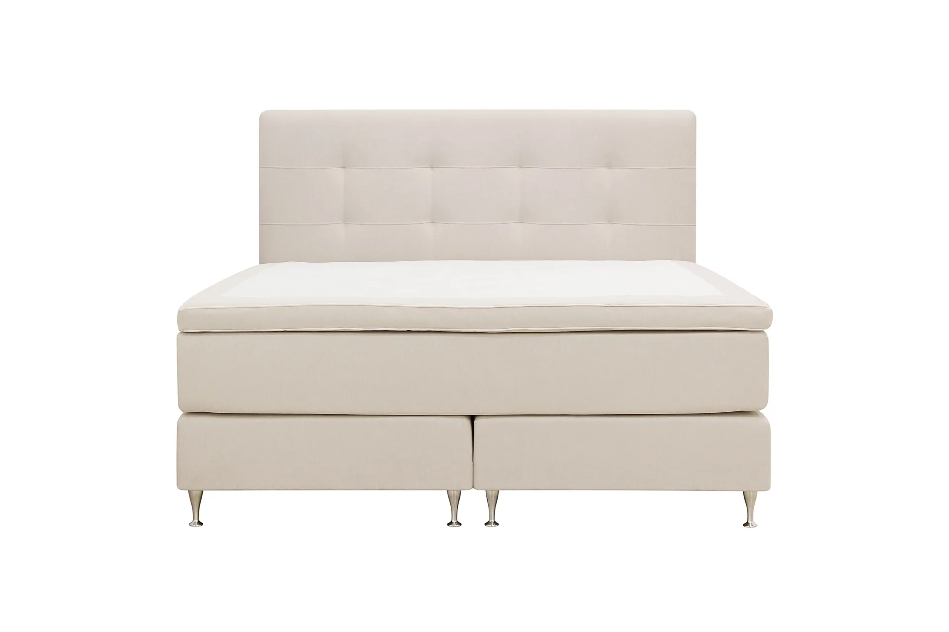 HVILA Premium Komplett Sengpakke 180x200 cm Kontinentalseng med Sengegavl - Lysebeige stoff