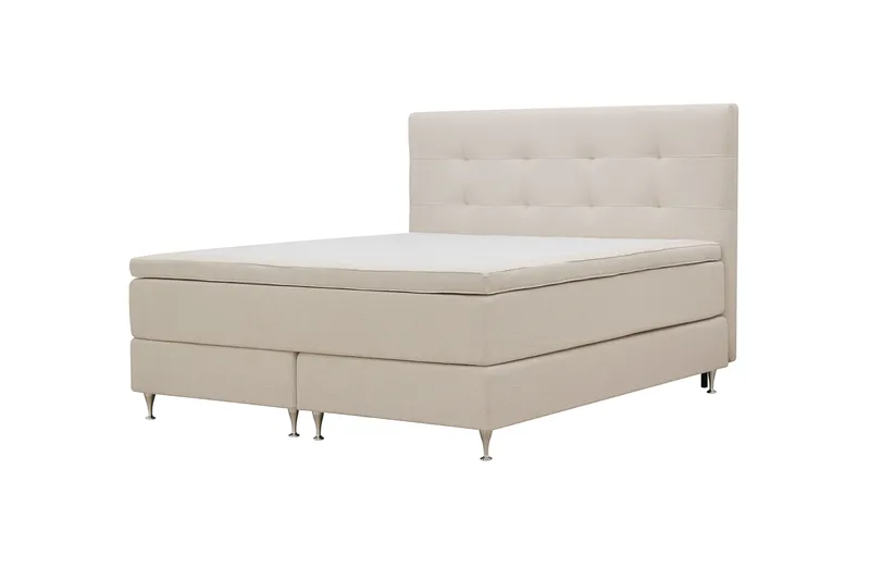 HVILA Premium Komplett Sengpakke 160x200 cm Kontinentalseng med Sengegavl - Lysebeige bouclé - Møbler - Senger - Kontinentalsenger