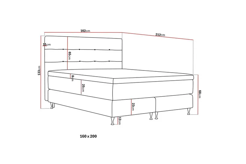 HVILA Premium Komplett Sengpakke 160x200 cm Kontinentalseng med Sengegavl - Lysebeige stoff - Møbler - Senger - Kontinentalsenger