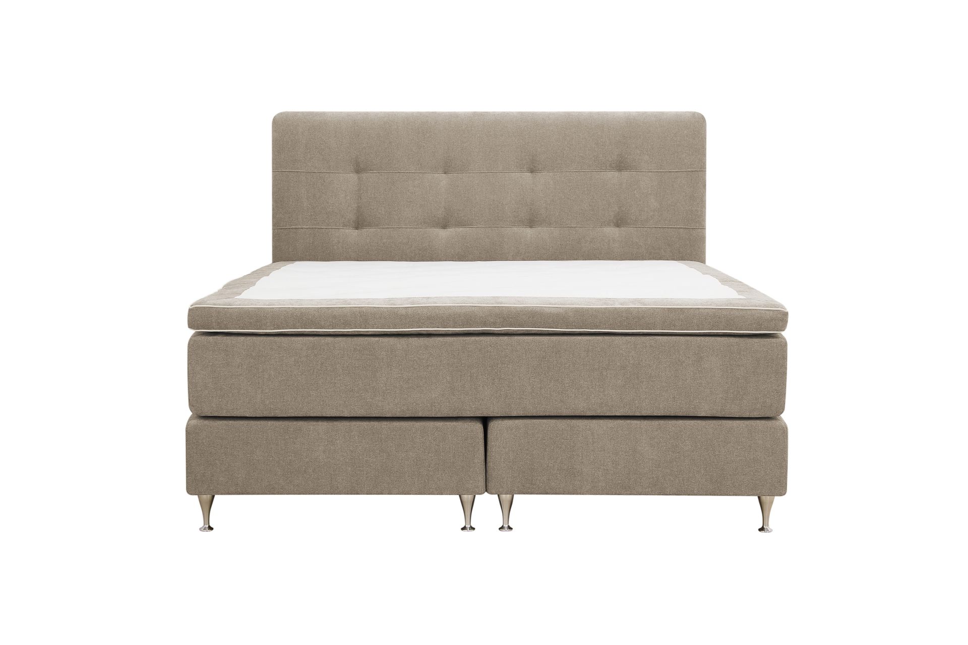 HVILA Premium komplett sengesett 160x200 cm kontinentalseng med sengegavl - Lysebrunt stoff