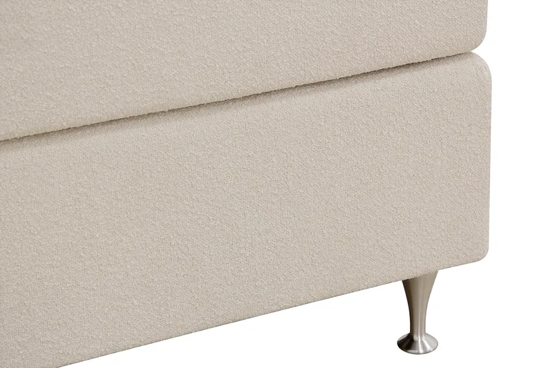 HVILA Premium Komplett Sengpakke 160x200 cm Kontinentalseng med Sengegavl - Lysebeige bouclé - Møbler - Senger - Kontinentalsenger