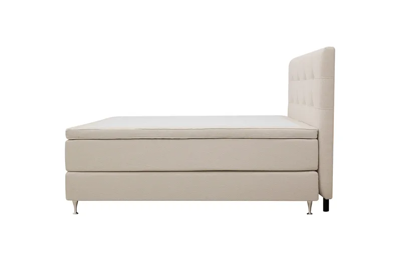 HVILA Premium Komplett Sengpakke 160x200 cm Kontinentalseng med Sengegavl - Lysebeige bouclé - Møbler - Senger - Kontinentalsenger