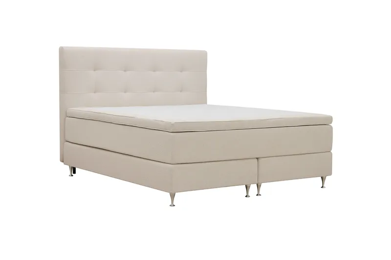 HVILA Premium Komplett Sengpakke 160x200 cm Kontinentalseng med Sengegavl - Lysebeige bouclé - Møbler - Senger - Kontinentalsenger