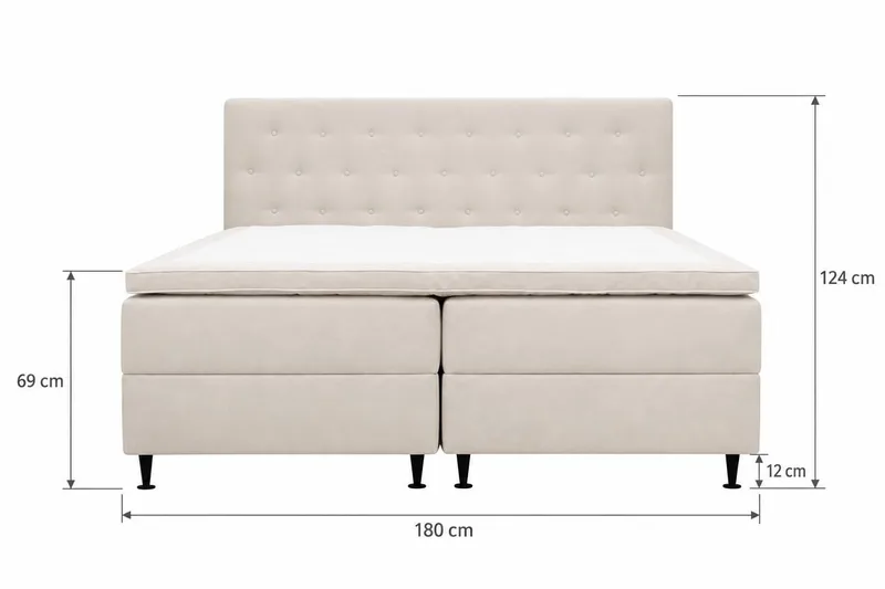 HVILA Plus komplett sengepakke med oppbevaring 180x200 cm - Lysbeige - Møbler - Senger - Komplett sengepakke