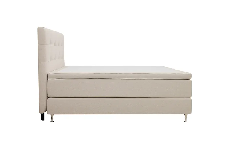 HVILA Premium Komplett Sengpakke 160x200 cm Kontinentalseng med Sengegavl - Lysebeige bouclé - Møbler - Senger - Kontinentalsenger