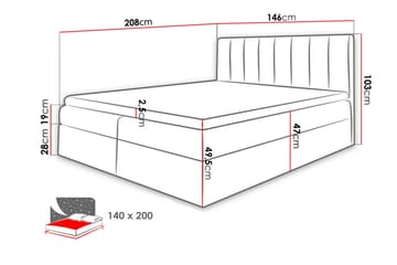 Jendem kontinentalseng 140x200 - Beige - Møbler - Senger - Kontinentalsenger
