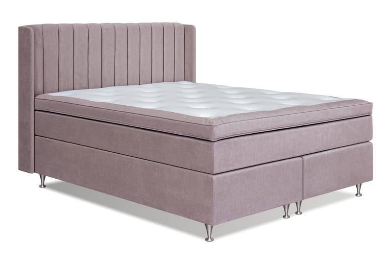 Joluma Komplett Sengepakke – Kontinentalseng 180x200 cm i Stoff med Sengegavl + Overmadrass med Fast/Medium Komfort - Vintagerose - Møbler - Senger - Komplett sengepakke
