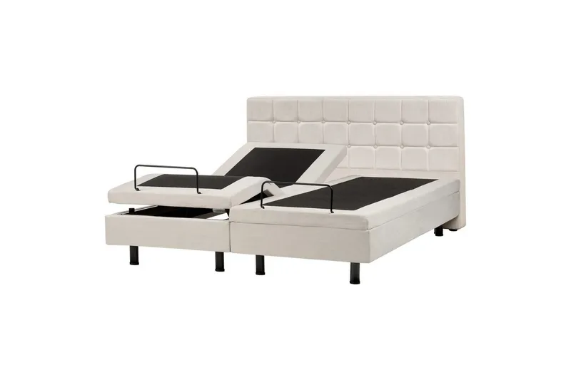 Justerbar seng Duke, Beige, svart, 160x200 cm