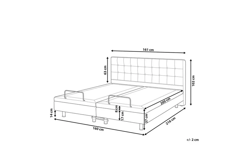 Justerbar seng Duke - Beige, svart, 160x200 cm - Møbler - Senger - Sengeramme & sengestamme