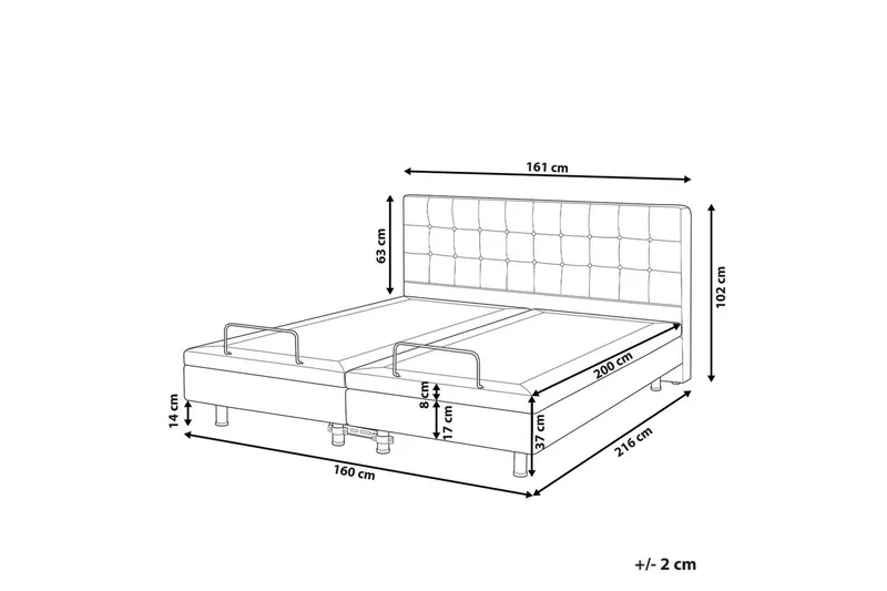 Justerbar seng Duke - Grå, svart, 160x200 cm - Møbler - Senger - Komplett sengepakke