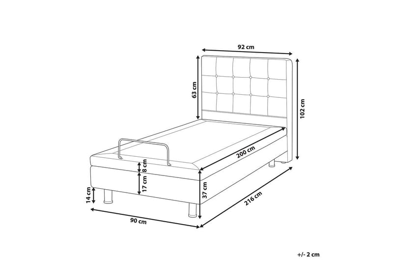 Justerbar seng Duke - Grå, svart, 90x200 cm - Møbler - Senger - Komplett sengepakke