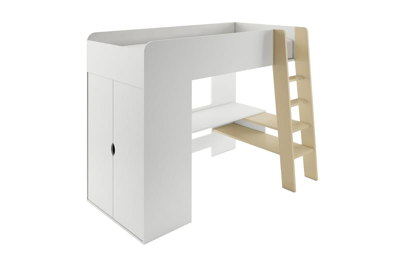 Eskil Loftseng med Skrivebord og Garderobe 90x200 cm - Hvit - Møbler - Senger - Køyeseng
