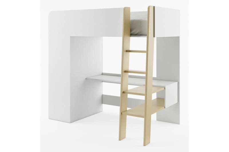 Eskil Loftseng med Skrivebord og Garderobe 90x200 cm - Hvit - Møbler - Senger - Køyeseng