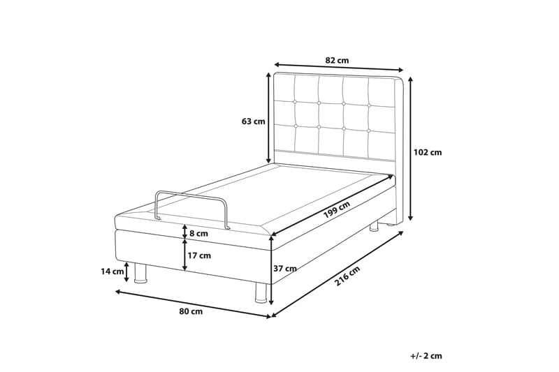 Kabbebo Seng Regulerbar 80x200 cm - Beige - Regulerbar seng