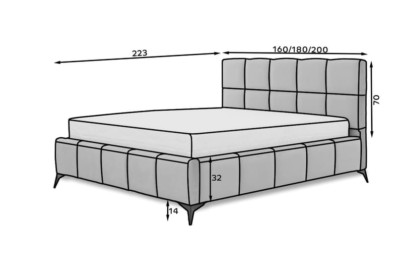 Kamble Sengeramme med Oppbevaring 140x200 cm - Grå - Møbler - Senger - Sengeramme & sengestamme