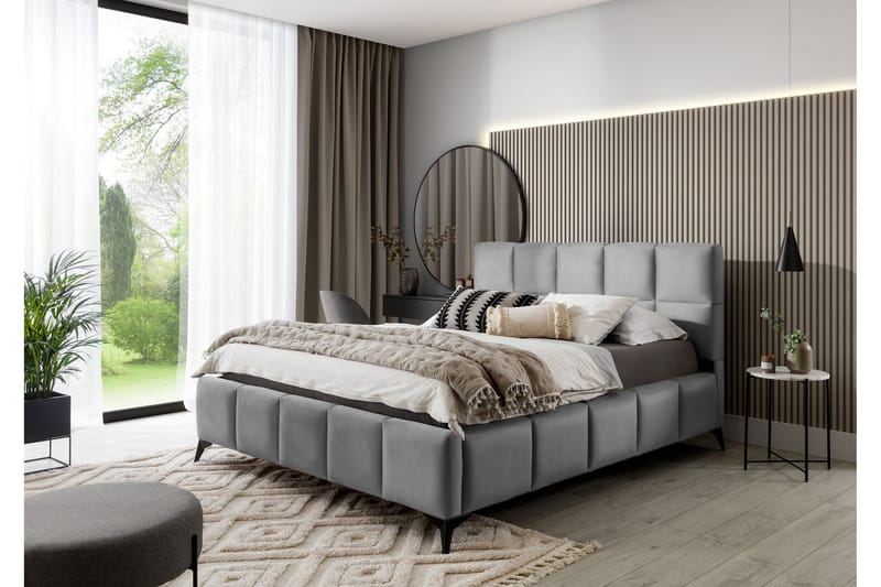 Kamble Sengeramme med Oppbevaring 140x200 cm - Grå - Møbler - Senger - Sengeramme & sengestamme