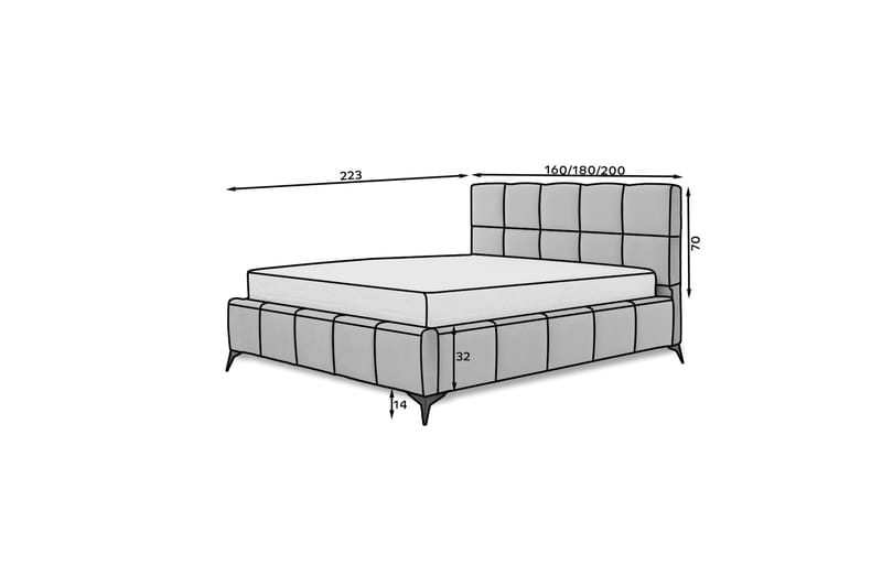 Kamble Sengeramme med Oppbevaring 180x200 cm - Grå - Møbler - Senger - Sengeramme & sengestamme