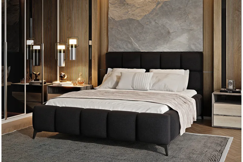 Kamble Sengeramme med Oppbevaring 180x200 cm, Svart
