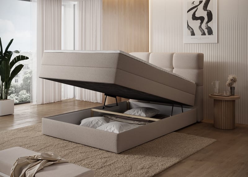 Kasped sengesett kontinentalseng med oppbevaring 140x200 cm - Paolli 18 - Møbler - Senger - Enkeltsenger