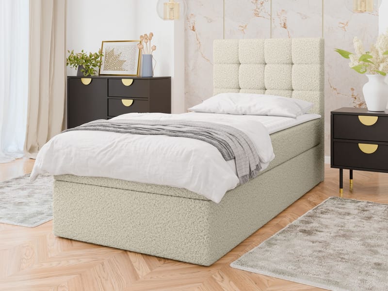 Kleiv kontinentalseng med oppbevaring 100x200 cm - beige - Møbler - Senger - Enkeltsenger