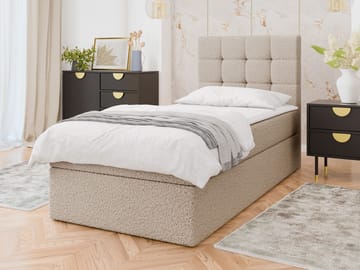 Kleiv kontinentalseng med oppbevaring 100x200 cm - beige - Møbler - Senger - Enkeltsenger