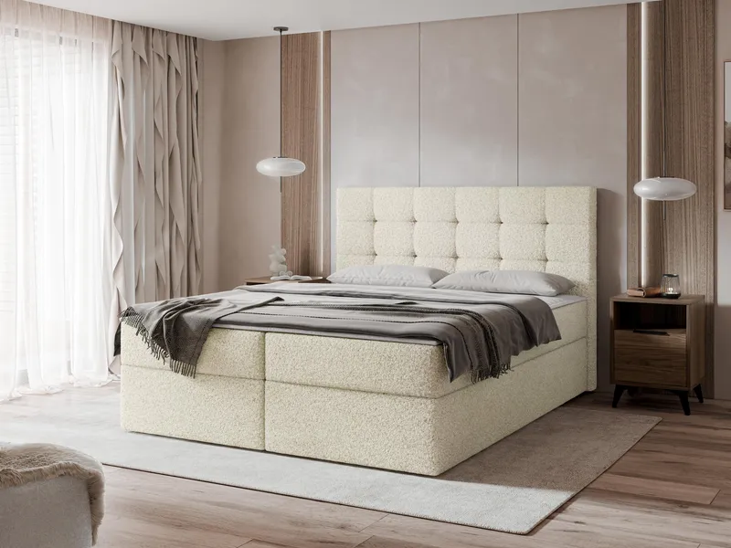 Kleiv kontinentalseng med oppbevaring 140x200 cm - beige - Møbler - Senger - Enkeltsenger