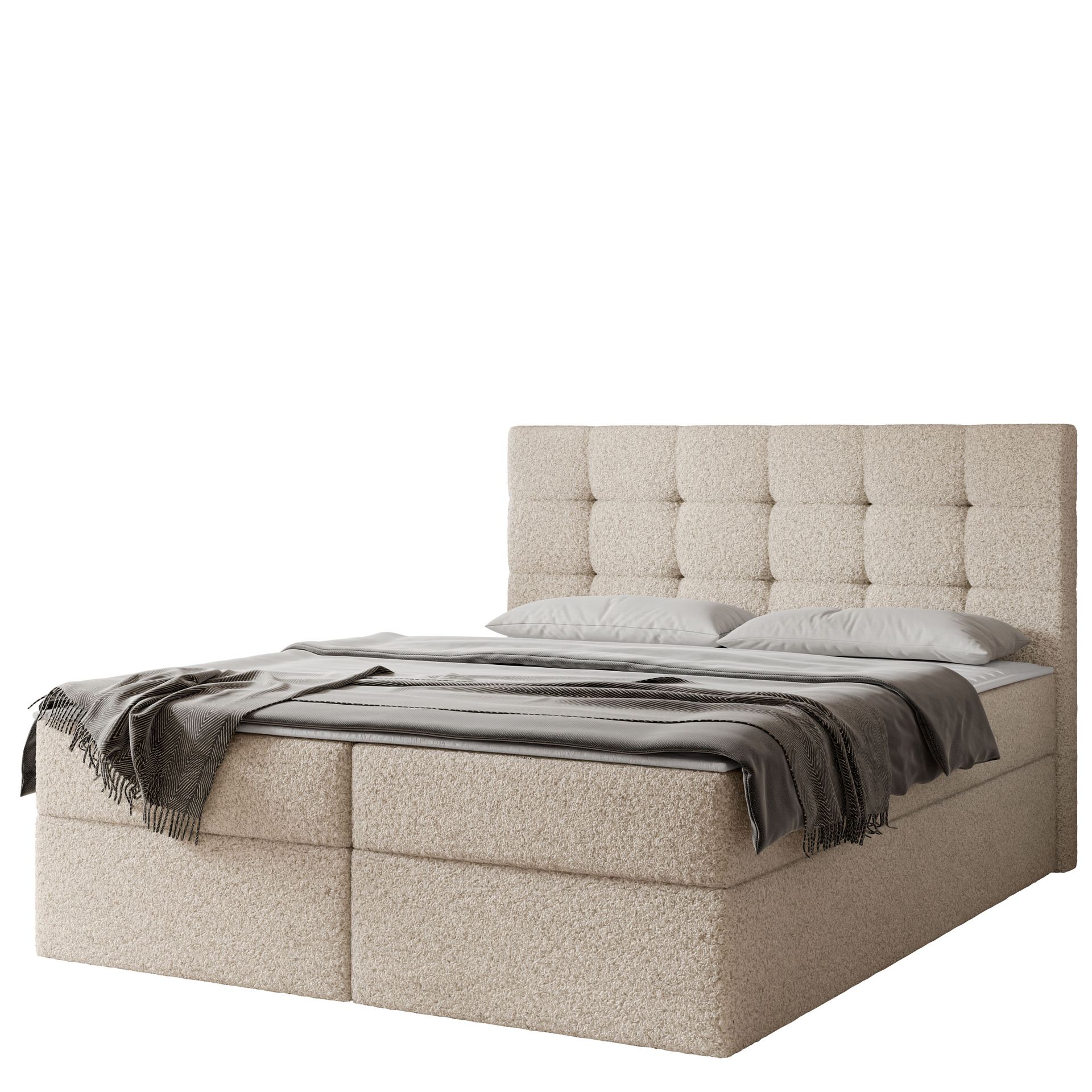 Kleiv kontinentalseng med oppbevaring 160x200 cm - beige