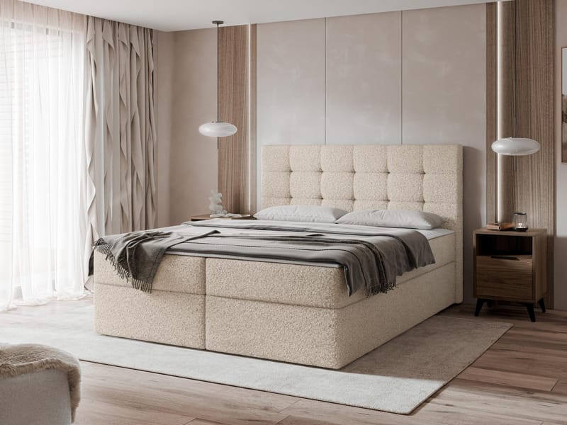 Kleiv kontinentalseng med oppbevaring 160x200 cm - beige - Møbler - Senger - Enkeltsenger