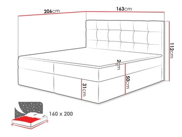 Kleiv kontinentalseng med oppbevaring 160x200 cm - grå - Møbler - Senger - Kontinentalsenger