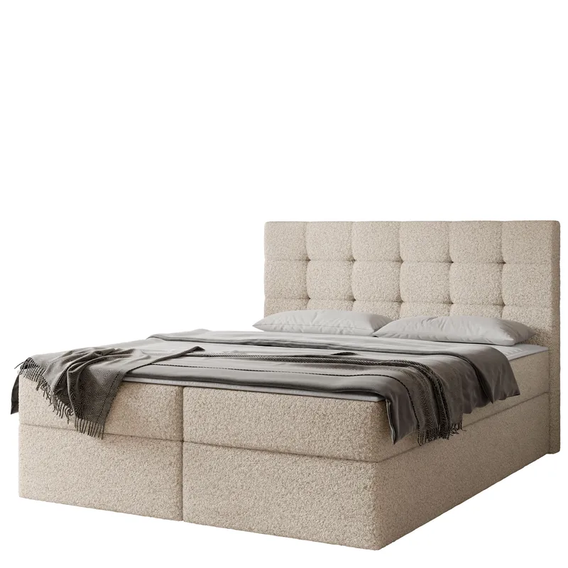 Kleiv kontinentalseng med oppbevaring 180x200 cm, beige