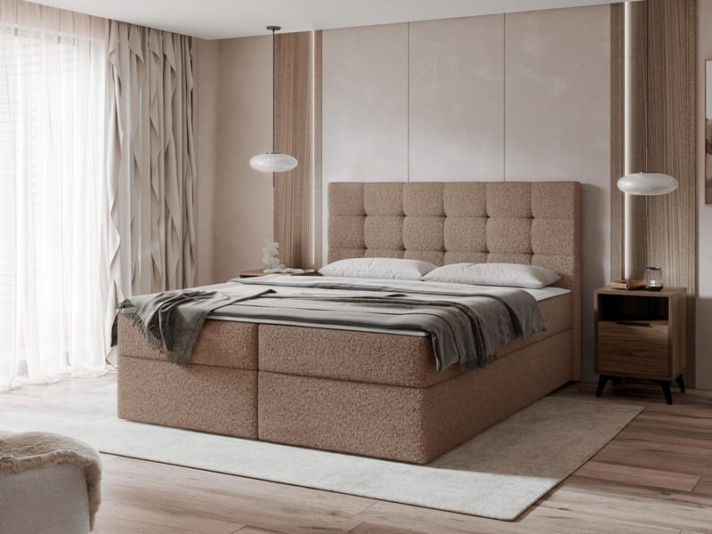 Kleiv kontinentalseng med oppbevaring 180x200 cm - brun - Møbler - Senger - Enkeltsenger