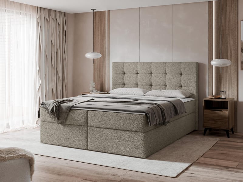 Kleiv kontinentalseng med oppbevaring 180x200 cm - grå - Møbler - Senger - Enkeltsenger