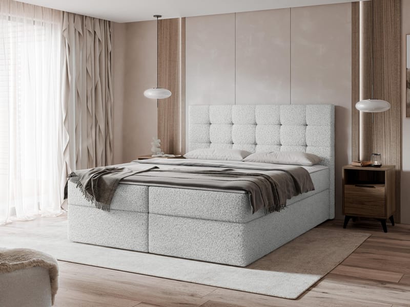 Kleiv kontinentalseng med oppbevaring 180x200 cm - grå - Møbler - Senger - Enkeltsenger