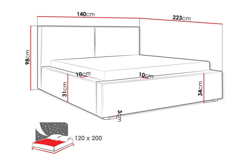Knocklong Sengeramme 120x200 cm - Beige - Sengeramme & sengestamme