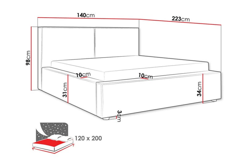 Knocklong Sengeramme 120x200 cm - Mørkegrå - Sengeramme & sengestamme