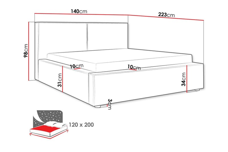 Knocklong Sengeramme 120x200 cm - Svart - Sengeramme & sengestamme