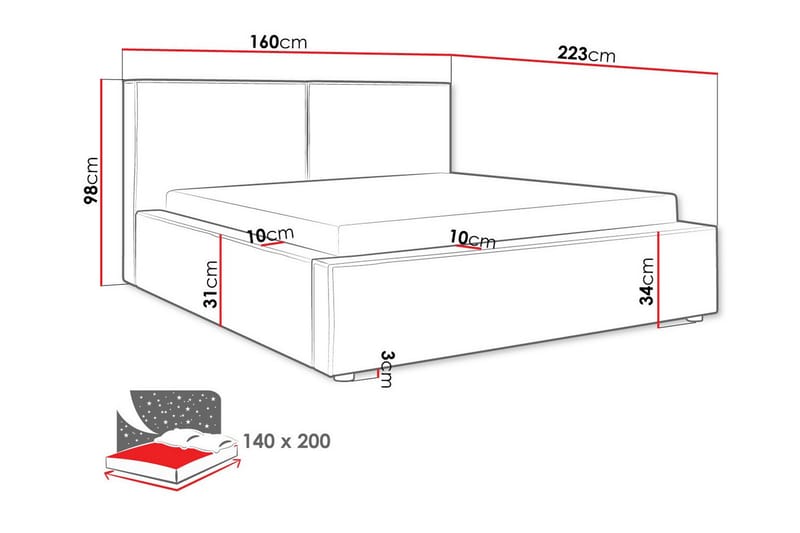 Knocklong Sengeramme 140x200 cm - Svart - Sengeramme & sengestamme