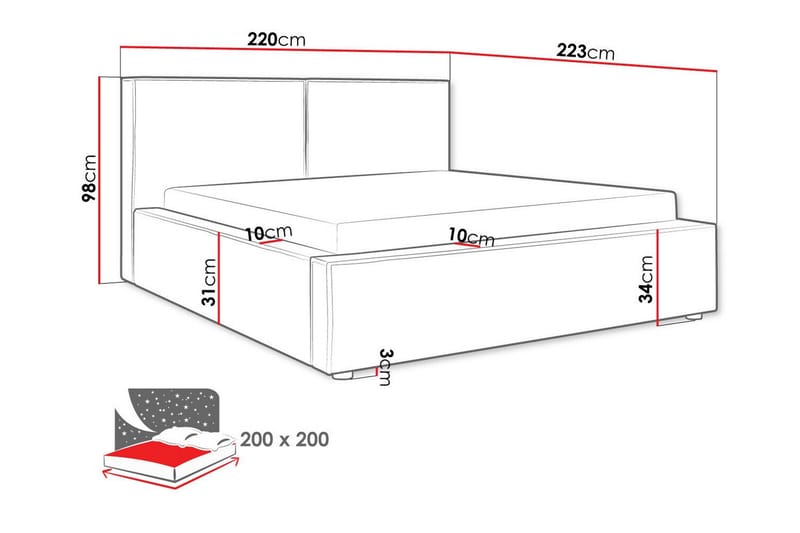 Knocklong Sengeramme 200x200 cm - Beige - Sengeramme & sengestamme