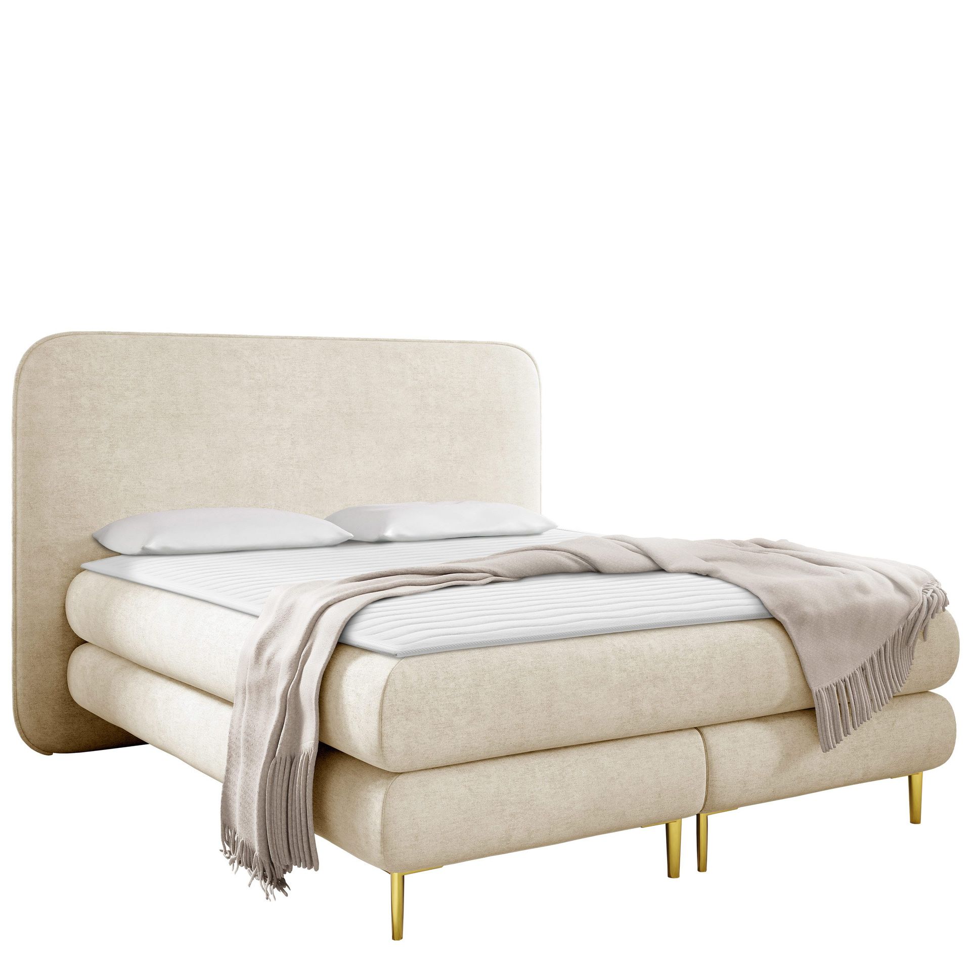 Komplett kontinentalseng AMARETTO Nazar 225.01 160 x 200 cm - lys beige