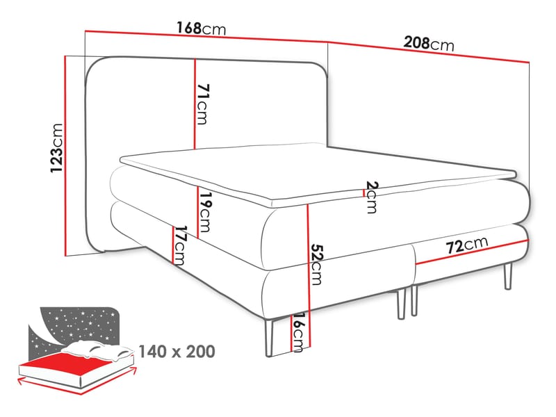 Komplett kontinentalseng AMARETTO Nazar 225.02 140 x 200 cm - beige - Møbler - Senger - Komplett sengepakke
