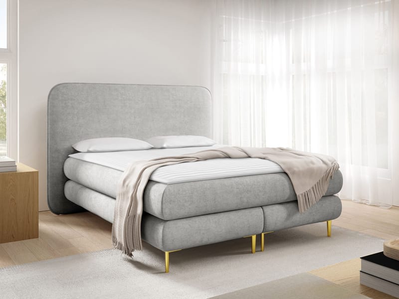 Komplett kontinentalseng AMARETTO Nazar 225.05 160 x 200 cm - lysegrå - Møbler - Senger - Komplett sengepakke