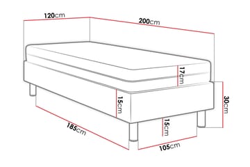 Adeliza Kontinentalseng 120x200 cm+Panel 40 cm - Grønn - Møbler - Senger - Komplett sengepakke